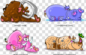 Four Funny Animals Vector   Hippopotamus  HD Png Download