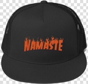 Black Trucker Cap With Namaste Thrasher Logo   Baseball Cap  HD Png Download