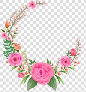 Pink Rose Flowers Flower Frame Free Hd Image Clipart   Pink Flower Frame Png  Transparent Png