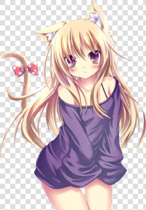 Transparent Girl With Cat Clipart   Cat Kawaii Anime Girl  HD Png Download