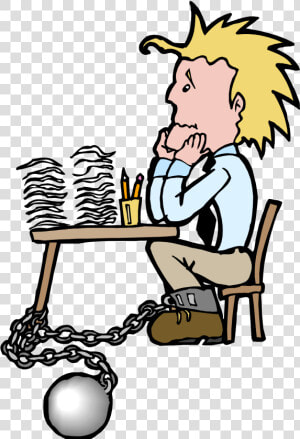 Chained To Desk Cartoon  HD Png Download