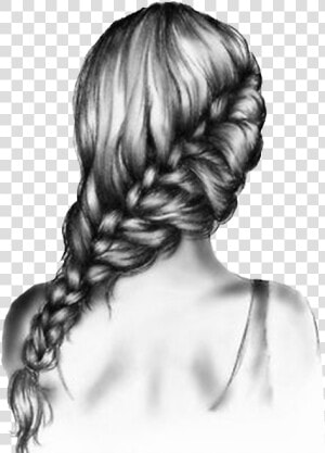 Clip Art Stock Drawing Braid Sketch   Hair Pencil Shading Drawing  HD Png Download