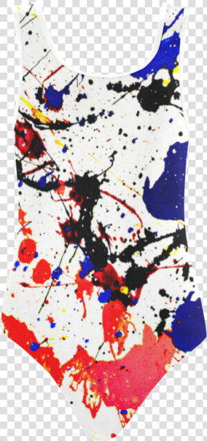 Blue  amp  Red Paint Splatter Vest One Piece Swimsuit   Swim Brief  HD Png Download