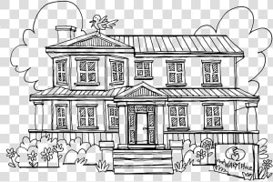 Full House Coloring Pages   Sketch Of Permanent House  HD Png Download