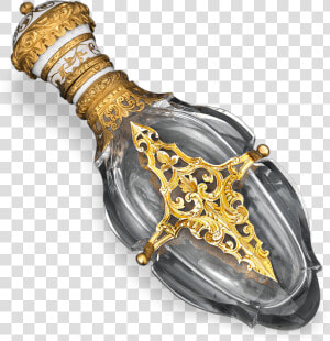 Cut Glass And Gold Perfume Vial   Antique Perfume Vial  HD Png Download