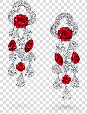 A Pair Of Graff Rubies And Diamonds Nuage Earrings   Graff Diamonds Earrings 2018  HD Png Download