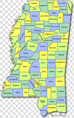 Mississippi County Map   Mississippi State Map Clipart  HD Png Download