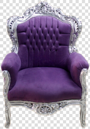 Big Baroque Armchair Silver Frame  Purple Velvet   Armchair Velvet Big  HD Png Download