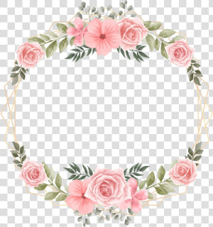  rose  wreath  flower  square  geometric  glitter  golden   Marco Flores Acuarela Png  Transparent Png