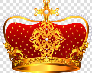 Gold And Red Crown With Pearls Png Clipart   Red Crown Png  Transparent Png