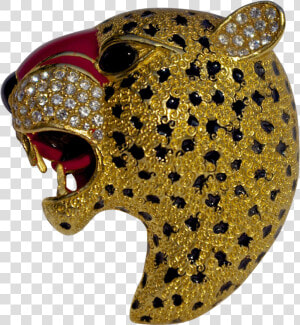 Rare Enamel Roaring Panther Head Brooch Pin Signed   Jaguar  HD Png Download