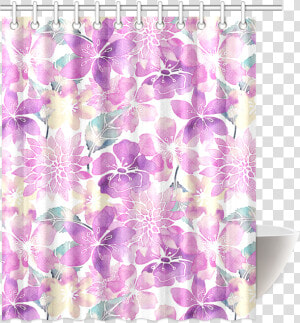 Pastel Watercolor Flower Pattern Shower Curtain 60   Patchwork  HD Png Download