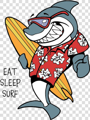 Big Wave Surfing Shark Biarritz Clip Art   Surfing Shark Cartoon  HD Png Download