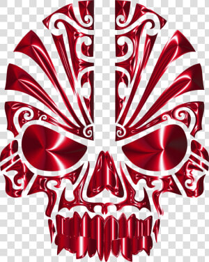 Tribal Skull Silhouette 2 Crimson   Maori Skull Tattoo  HD Png Download