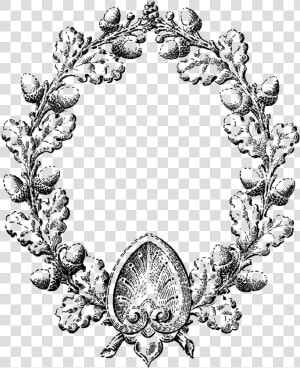 Round Frame Of Oak Leaves And Acorns   Flower Wreath Coloring Page  HD Png Download