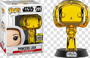 Princess Leia Gold Chrome 2019 Galactic Convention   Golden Princess Leia Funko Pop  HD Png Download