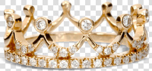 King Or Queen Crown Ring Yellow Gold Diamond   Gold Transparent Queen Crown  HD Png Download