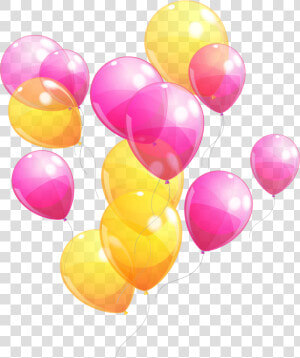 Balloon party Supply pink material   Pink And Yellow Birthday Balloons  HD Png Download