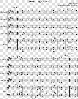 Amazing Grace Sheet Music Composed By John Newton Arranged   Alto Sax Amazing Grace Saxophone Sheet Music  HD Png Download