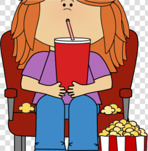 Movie Theater Clip Art Girl In Movie Theater With Movie   Watching A Movie Clipart  HD Png Download