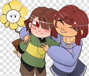  charisk  chara  frisk  undertale  shipp  yuri  flowey   Cute Frisk And Chara  HD Png Download