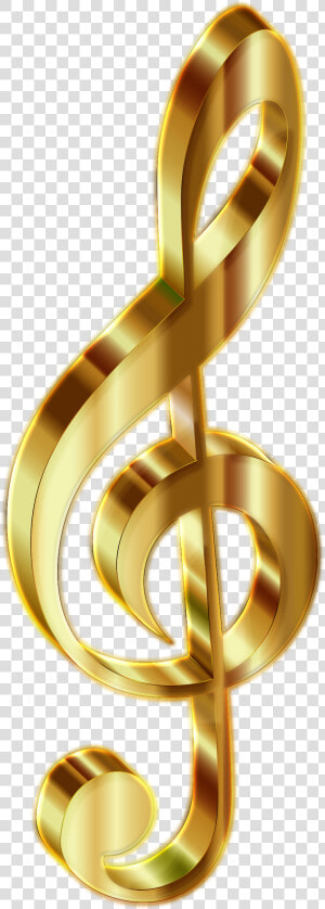 Gold 3d Clef 2 Enhanced No Background Clip Arts   Gold Music Note Png  Transparent Png