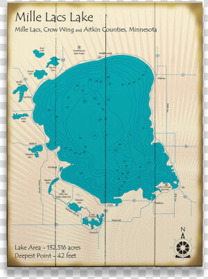 Mille Lacs Lake Vintage Map  HD Png Download