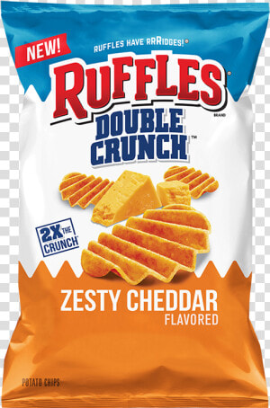 Ruffles® Double Crunch™ Zesty Cheddar Flavored Potato   New Ruffles Chips Double Crunch Zesty Cheddar  HD Png Download