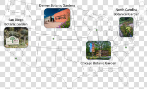 Map Of Locations Of Budburst nativars Partner Gardens   Atlas  HD Png Download