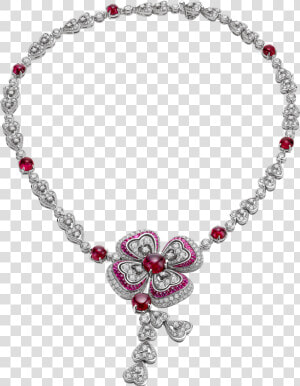 With Its Red hued Flower Crowned By A Cabochon Ruby   Necklace  HD Png Download