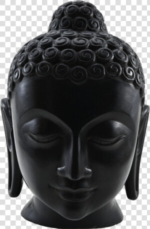 Transparent Buddha Png   Black Stone Buddha Head Statue  Png Download