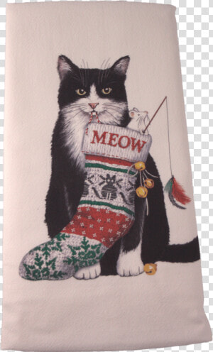 Tuxedo Cat Christmas Flour Sack Dish Towel   Mary Lake Thompson Christmas Cat Towels  HD Png Download