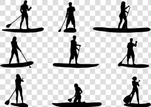 Silhouette Standup Paddleboarding Clip Art   Stand Up Paddle Silhouette  HD Png Download