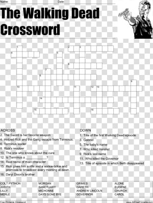 Walking Dead Crossword Puzzle  HD Png Download