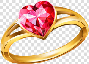 Free Png Download Gold Ring With Pink Diamond Heart   Jewellery Ring Png  Transparent Png