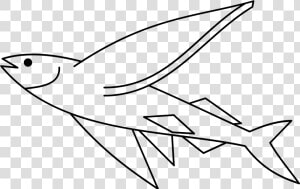 Flying Fish Negative Clip Arts   Flying Fish Simple Drawing  HD Png Download