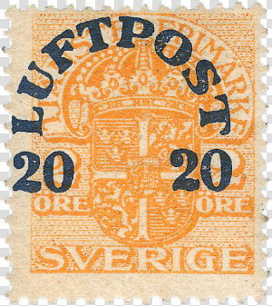 20o On 2o Orange Air Post Stamp    Rare 2 Ore Sverige Stamps  HD Png Download