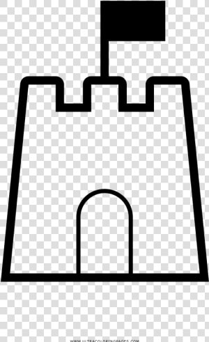 Sand Castle Coloring Page   Sandcastle Outline  HD Png Download