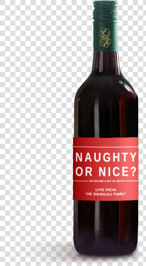 Picture Of Naughty Or Nice Wine Label   Glass Bottle  HD Png Download