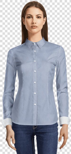 Light Blue Striped Oxford Dress Shirt With Contrasted   Puños Camisa Manga 3 4  HD Png Download