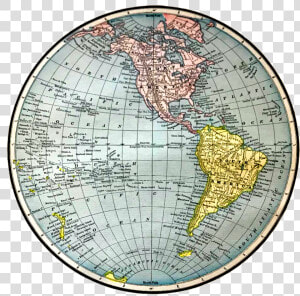 Western Hemisphere Map Vintage  HD Png Download