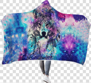 Gearhuman 3d Galaxy Wolf Custom Hooded Blanket   Galaxy Wolf Blankets  HD Png Download