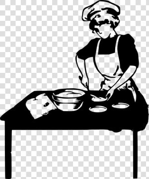 Transparent Baking Clipart   Woman Cooking Clipart Black And White  HD Png Download