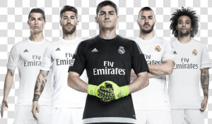 Cristiano Ronaldo  Sergio Ramos  Iker Casillas  Karim   Real Madrid Adidas Kit 2015  HD Png Download