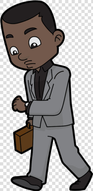 Cartoon Watch Png  cartoon Black Businessman Checking   Black Business Man Clipart  Transparent Png