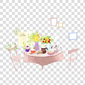 Tea Table Decoration Luxury Poster Drawing Illustration   Tea Table Drawing  HD Png Download