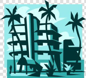 Vector Illustration Of Miami Beach Resort Hotel With   Resort Clipart Black And White  HD Png Download