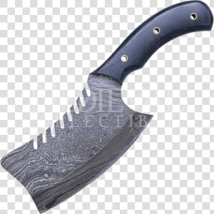 Serrated Damascus Steel Cleaver Knife   Utility Knife  HD Png Download