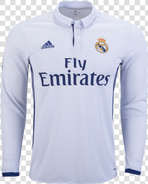 Adidas Real Madrid Long Sleeve Home Jersey 16 17   Real Madrid Kit 2016 17 Long Sleeve  HD Png Download