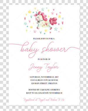 Unicorn Baby Shower Invitation Template  HD Png Download